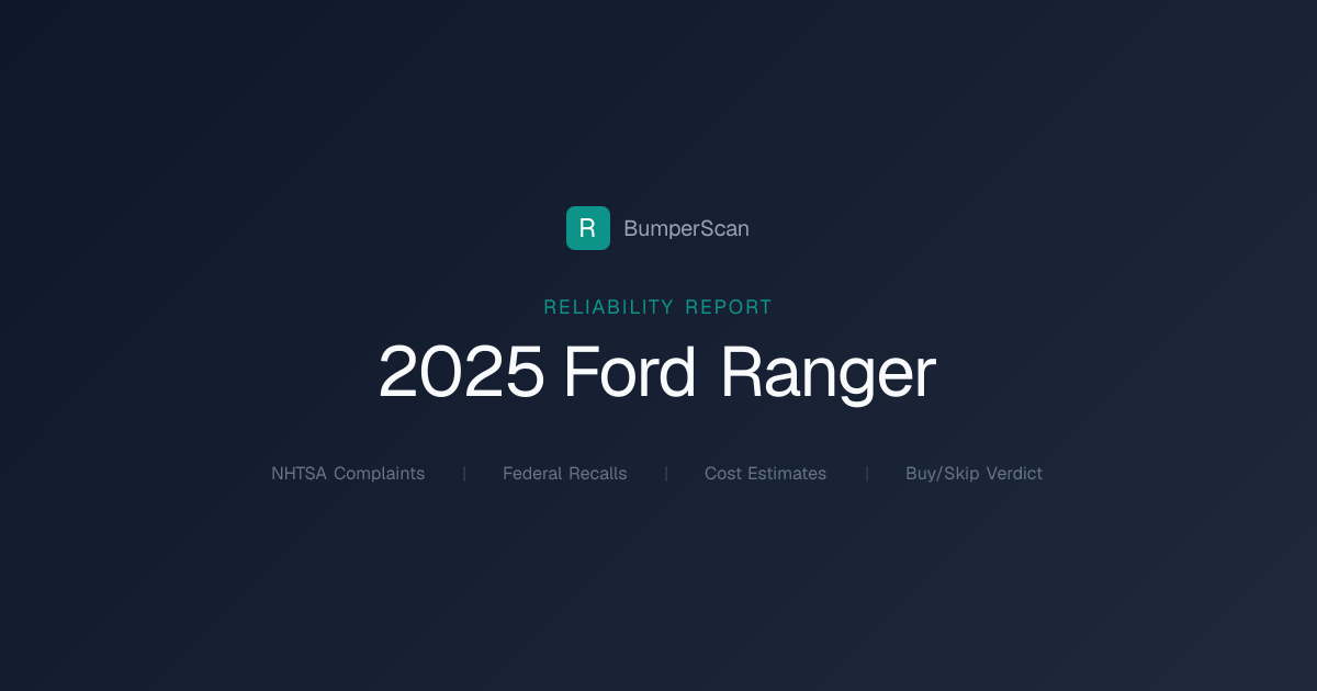 2025 Ford Ranger Problems, Recalls & Reliability | BumperScan