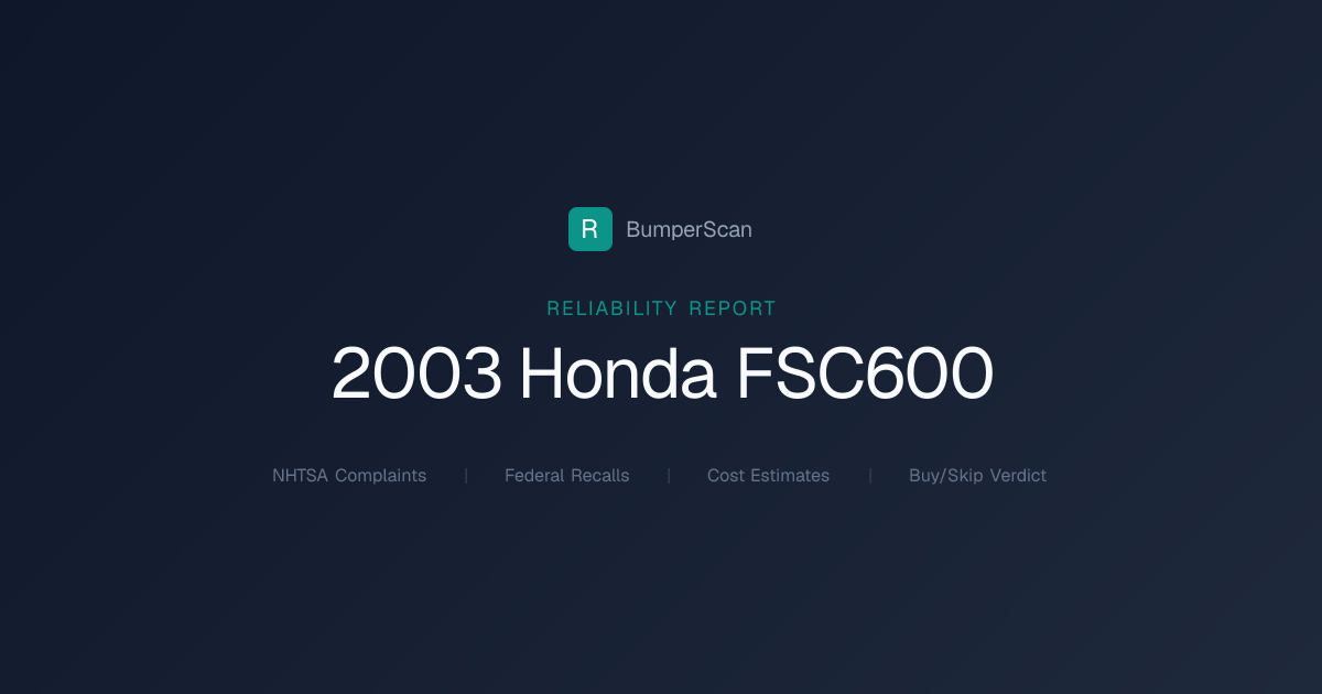 2003 Honda Fsc600 Problems, Recalls & Reliability | BumperScan