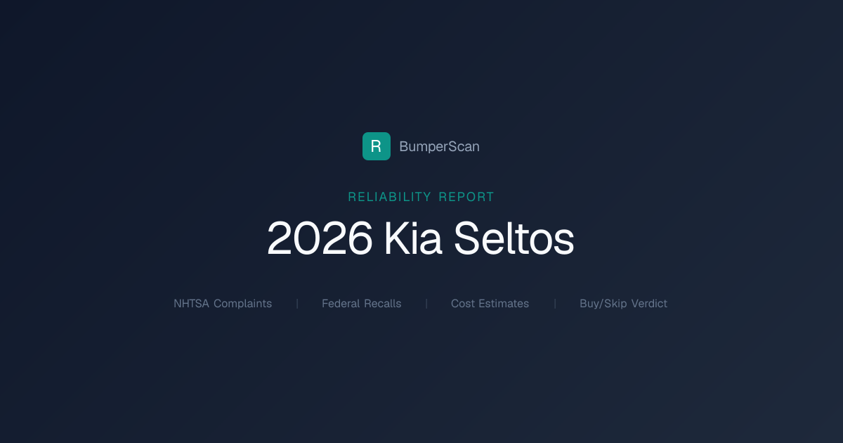 2026 Kia Seltos Problems & Recalls: 7 Complaints | BumperScan
