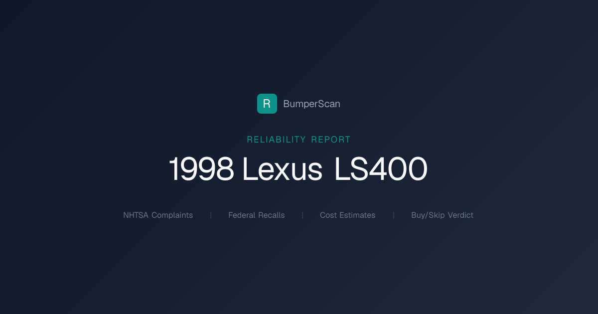 1998 Lexus Ls400 Problems, Recalls & Reliability | BumperScan