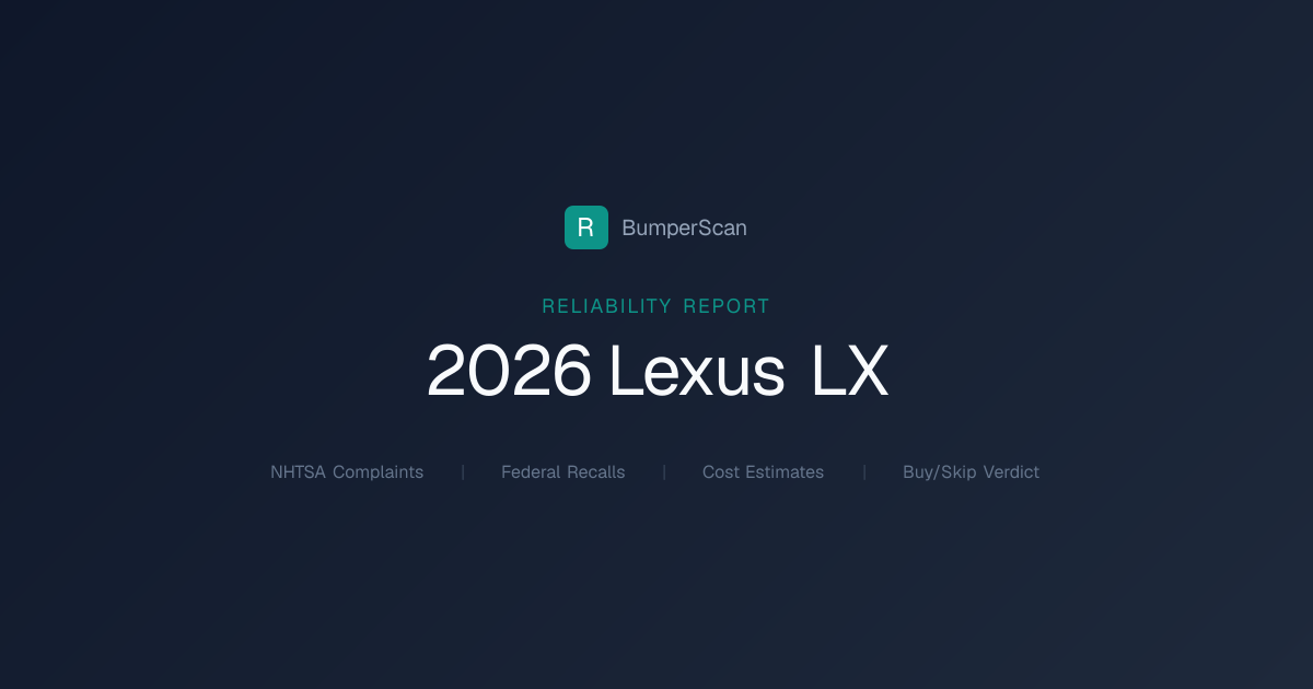 2026 Lexus Lx Problems, Recalls & Reliability | BumperScan
