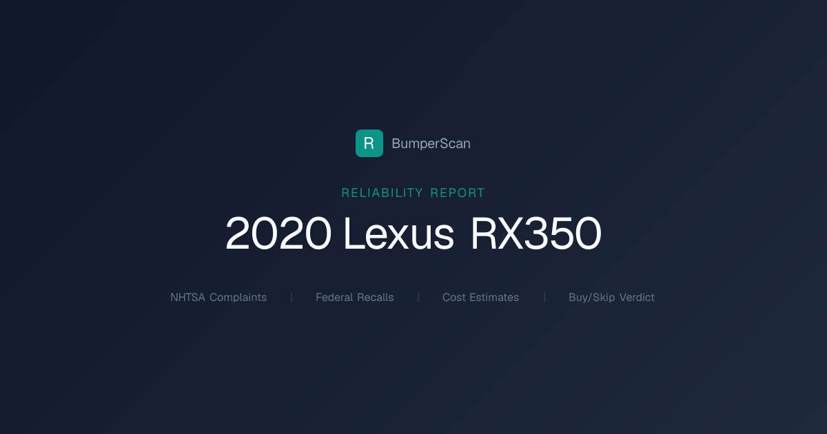 2020 Lexus Rx350 Problems, Recalls & Reliability | BumperScan