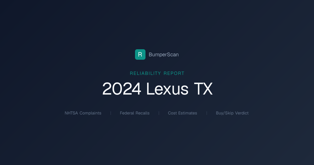 2024 Lexus Tx Problems, Recalls & Reliability | BumperScan