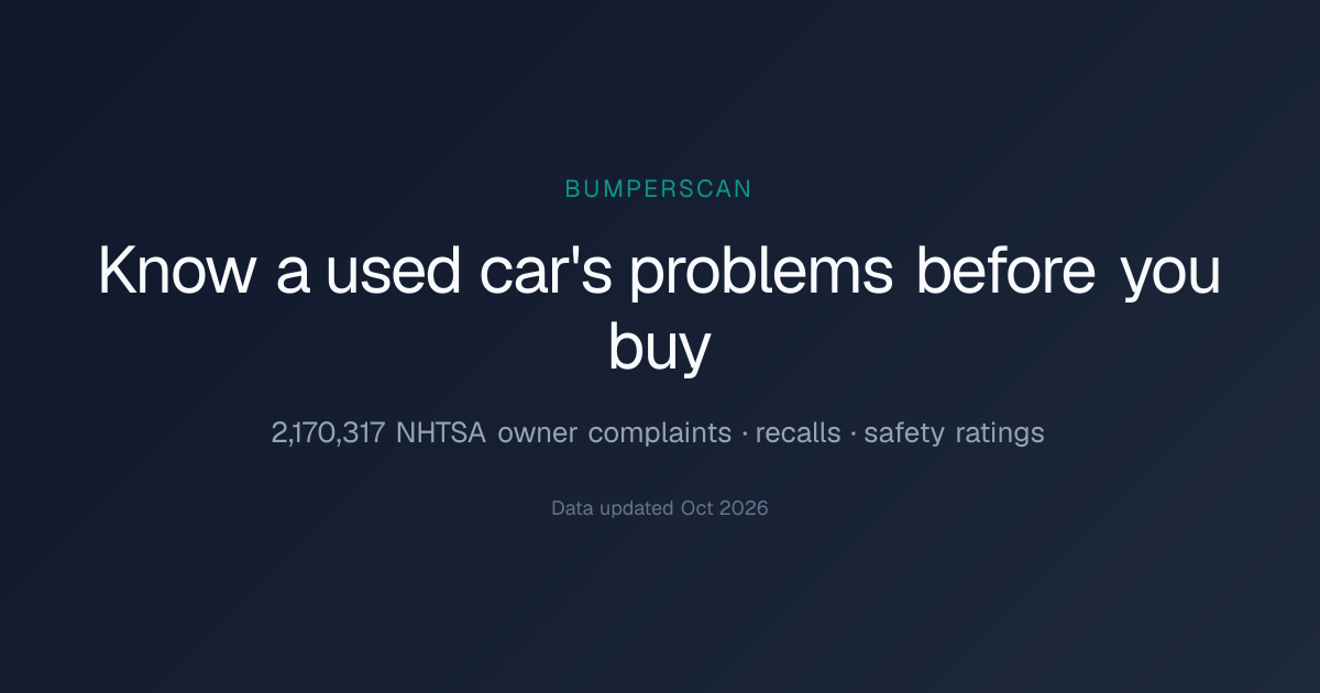 BumperScan — Used Car Problems, Recalls & Reliability Reports
