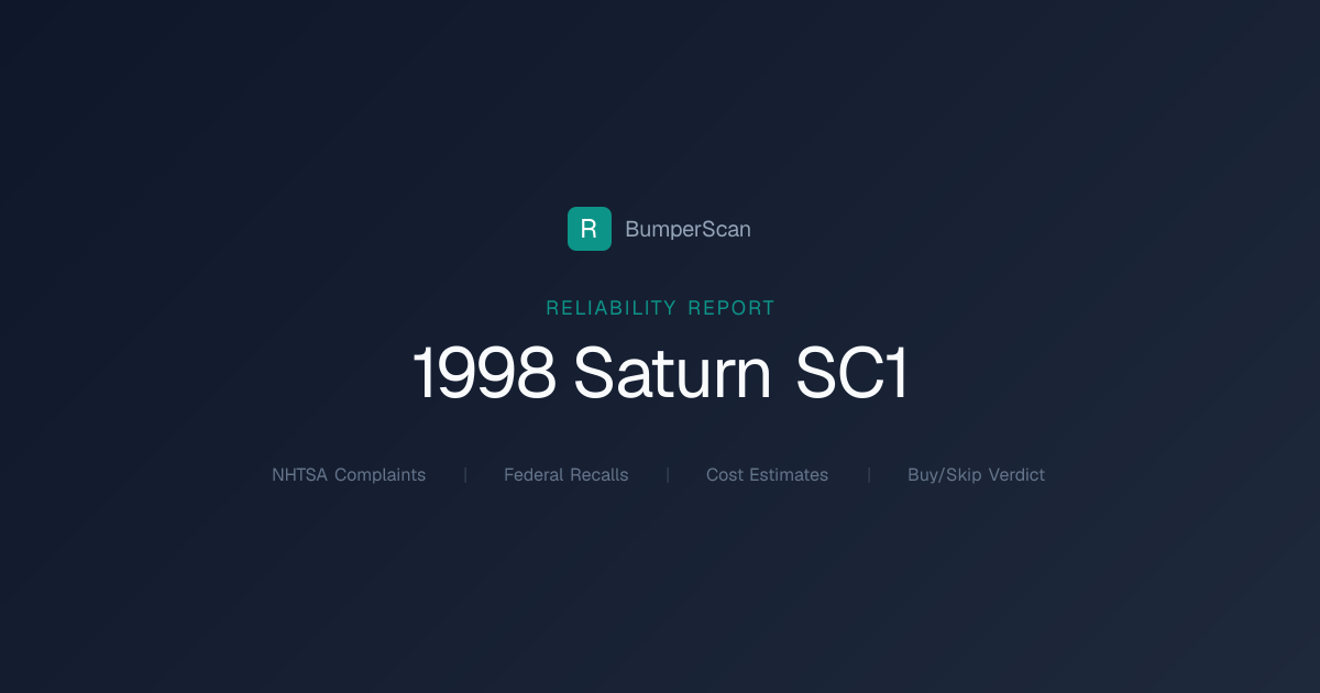 1998 Saturn Sc1 Problems, Recalls & Reliability | BumperScan