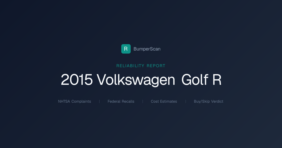 2015 Volkswagen Golf R Problems, Recalls & Reliability | BumperScan